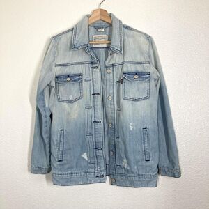 Levi's Jean Jacket Mens Small Light Wash Denim Distressed Button Front Trucker